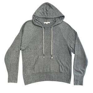 Young Fabulous & Broke Gray Fuzzy Hoodie Soft Knit Pullover Sweater - S